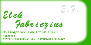 elek fabriczius business card